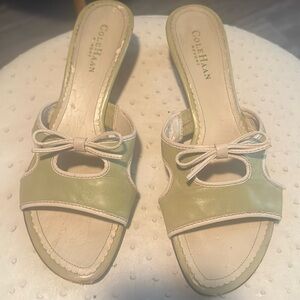 Women’s slides in a mint green color barely worn
